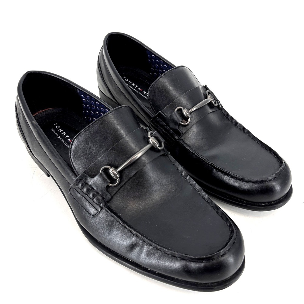 Tommy Hilfiger Jackal‎ Men's 11 Black Faux Leather Moc Toe Loafer Shoe